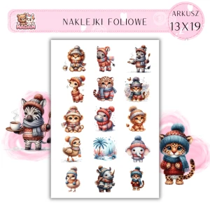Naklejki Foliowe Zimowe Zwierzęta 13x19, Madam