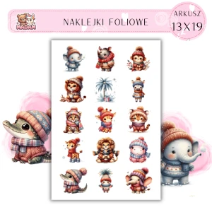 Naklejki Foliowe zimowe zwierzęta 13x19, Madam