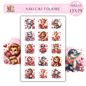 Naklejki Foliowe Zwierzęta Love Serca 13x19, Madam