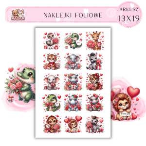Naklejki Foliowe Zwierzęta Love serca 13x19, Madam