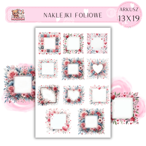 Naklejki Foliowe Ramki Serca z białym tłem 13x19, Madam
