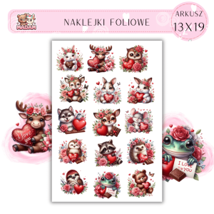 Naklejki Foliowe Zwierzęta Love Serca 13x19, Madam