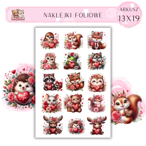 Naklejki Foliowe Zwierzęta Love Serca 13x19, Madam