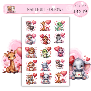 Naklejki Foliowe Zwierzęta Love Serca 13x19, Madam