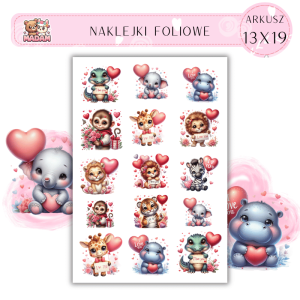 Naklejki Foliowe Zwierzęta Love Serca 13x19, Madam