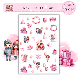 Naklejki Foliowe Różowy Bal Urodziny 13x19, Madam