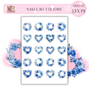 Naklejki Foliowe Wianki Niebieskie Kwiaty z białym tłem 13x19, Madam
