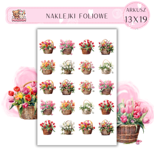 Naklejki Foliowe Kwiaty Tulipany w koszach 13x19, Madam