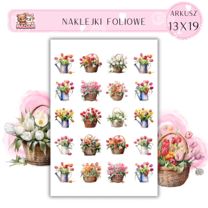 Naklejki Foliowe Kwiaty Tulipany Bukiety 13x19, Madam