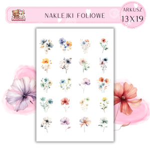 Naklejki Foliowe Akwarelowe Kwiaty 13x19, Madam