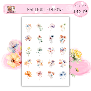 Naklejki Foliowe Akwarelowe Kwiaty 13x19, Madam