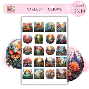 Naklejki Foliowe Kwiatowe Witraże 13x19, Madam