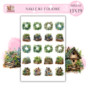 Naklejki Foliowe Roślinne Inspiracje Wianki Książki Karmniki 13x19, Madam