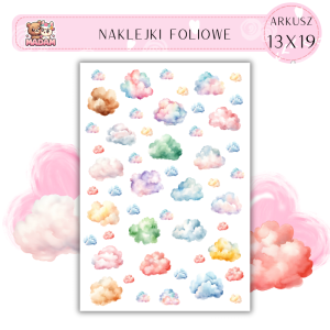 Naklejki Foliowe Kolorowe Chmurki 13x19, Madam