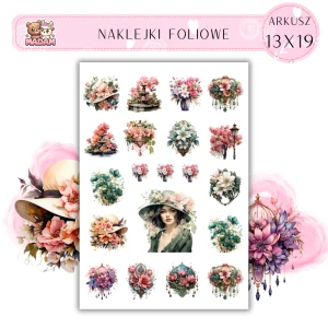 Naklejki Foliowe Kwiatowe inspiracje Vintage 13x19, Madam