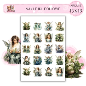 Naklejki Foliowe Dziewczynka Anioł Kwiaty 13x19, Madam