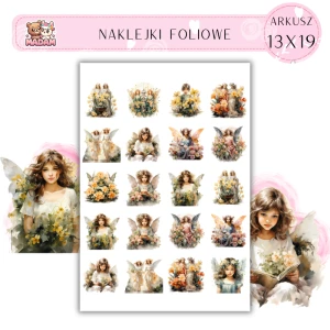 Naklejki Foliowe Dziewczynka Anioł Kwiaty 13x19, Madam