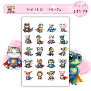 Naklejki Foliowe Zwierzęta Superbohaterowie 13x19, Madam