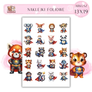 Naklejki Foliowe Zwierzęta Superbohaterowie 13x19, Madam