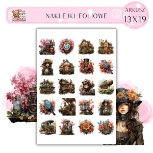 Naklejki Foliowe Steampunk Vintage 13x19, Madam