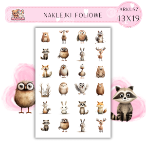 Naklejki Foliowe Wesołe zwierzęta leśne 13x19, Madam