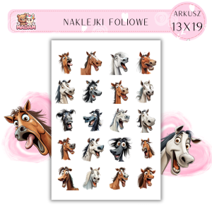 Naklejki Foliowe Wesołe Konie 13x19, Madam