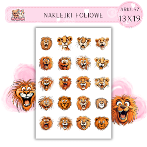 Naklejki Foliowe Wesołe Bajkowe Lwy 13x19, Madam