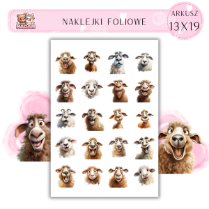 Naklejki Foliowe Wesołe Owce 13x19, Madam