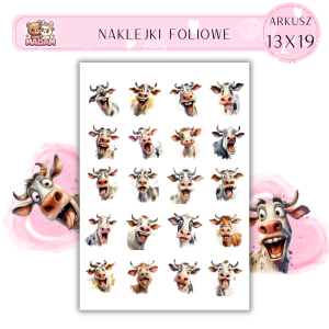 Naklejki Foliowe Wesołe Krowy 13x19, Madam