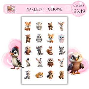 Naklejki Foliowe Bajkowe Zwierzęta Leśne 13x19, Madam