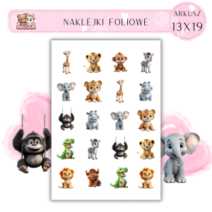 Naklejki Foliowe Bajkowe Zwierzęta Safari 13x19, Madam