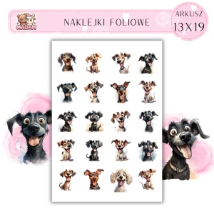 Naklejki Foliowe Bajkowe Śmieszne Psy 13x19, Madam
