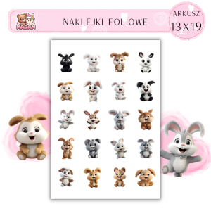 Naklejki Foliowe Bajkowe Króliki 13x19, Madam