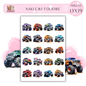 Naklejki Foliowe Samochody Auta Monster Truck 13x19, Madam