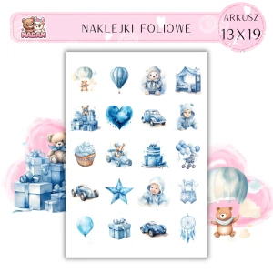 Naklejki Foliowe Niebieskie Baby Shower 13x19, Madam