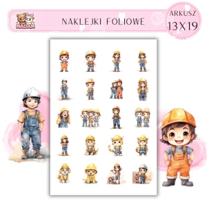Naklejki Foliowe Robotnicy Budowa 13x19, Madam
