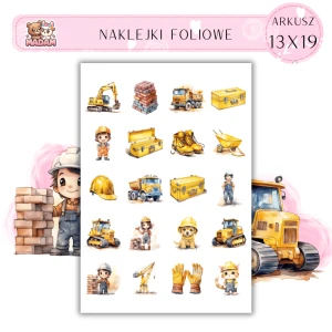 Naklejki Foliowe Robotnicy Budowa 13x19, Madam