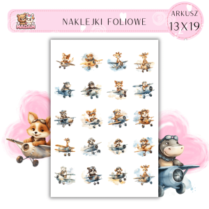 Naklejki Foliowe Zwierzęta Samoloty 13x19, Madam