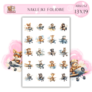 Naklejki Foliowe Zwierzęta Samoloty 13x19, Madam