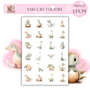 Naklejki Foliowe Bajkowe Dinozaury 13x19, Madam