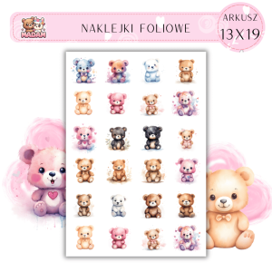 Naklejki Foliowe misie 13x19, Madam