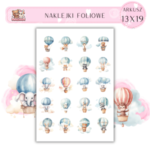 Naklejki Foliowe Zwierzaki Balony 13x19, Madam