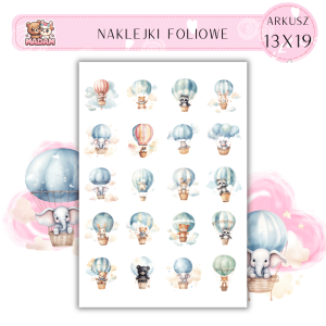 Naklejki Foliowe Zwierzaki Balony 13x19, Madam