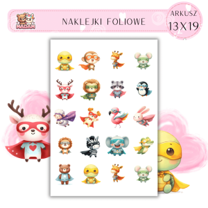 Naklejki Foliowe Zwierzęta Superbohaterowie 13x19, Madam