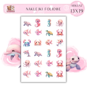 Naklejki Foliowe Różowe Morskie Zwierzęta 13x19, Madam