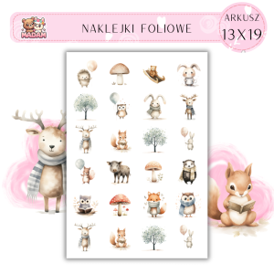 Naklejki Foliowe Leśne Zwierzęta 13x19, Madam