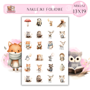 Naklejki Foliowe Zwierzęta Leśne 13x19, Madam