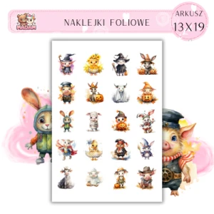 Naklejki Foliowe Zwierzaki w przebraniach 13x19, Madam