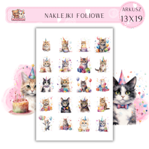 Naklejki Foliowe Koty Urodziny 13x19, Madam