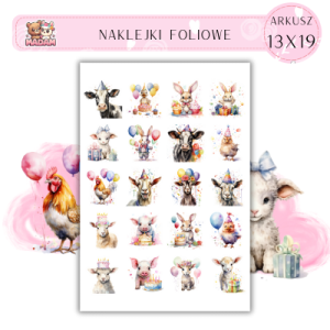 Naklejki Foliowe Zwierzęta Urodziny 13x19, Madam